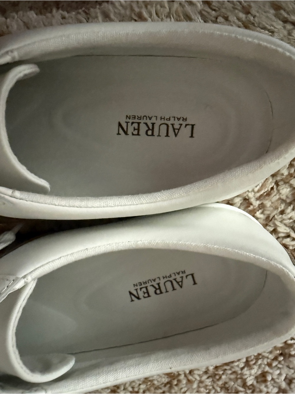 Lauren Ralph Lauren White Leather Sneakers w/Leopard Stripe - New W/O Box - Picture 8 of 9